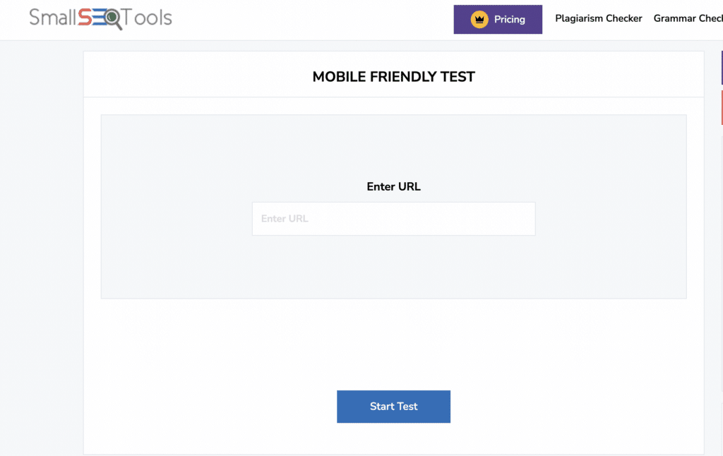 Small SEO Tools mobile friendly test