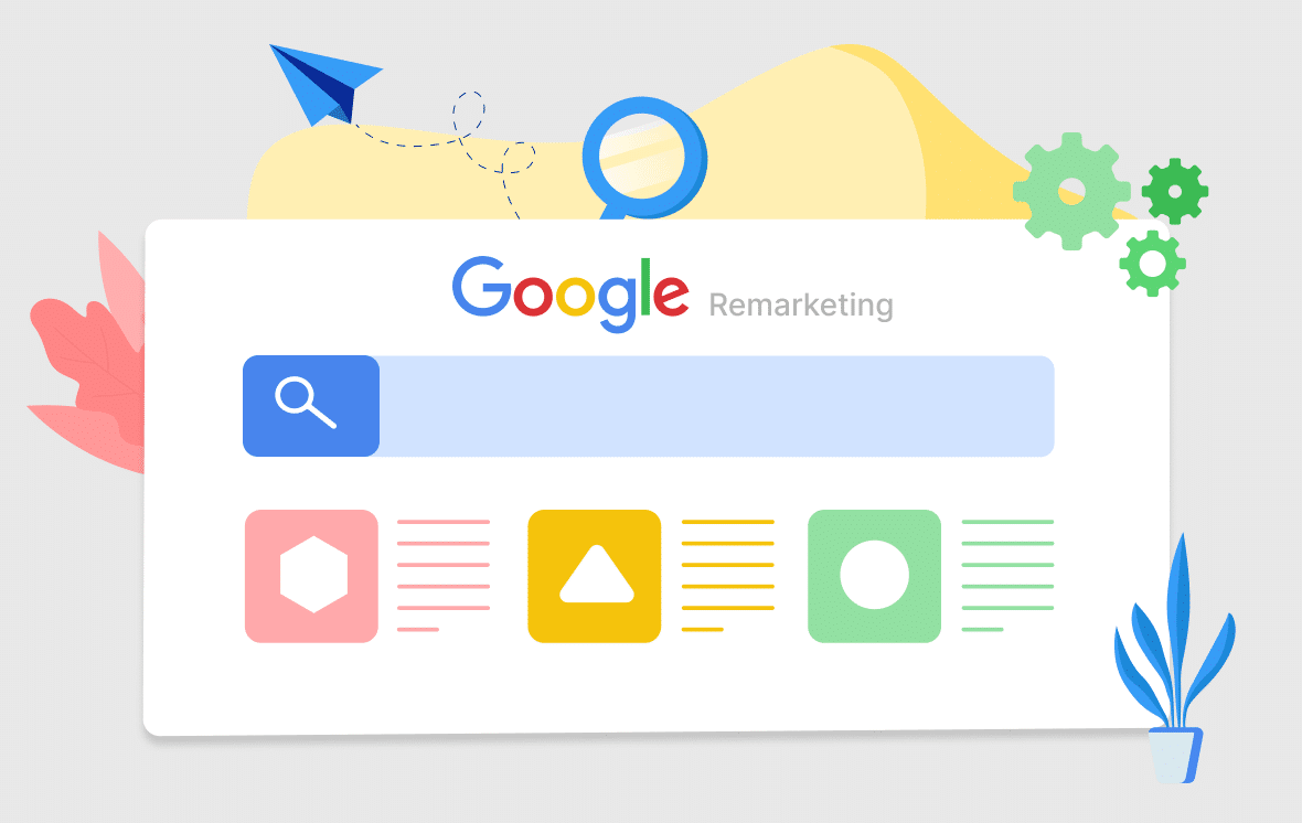 Illustration of a stylized google search bar with the word 